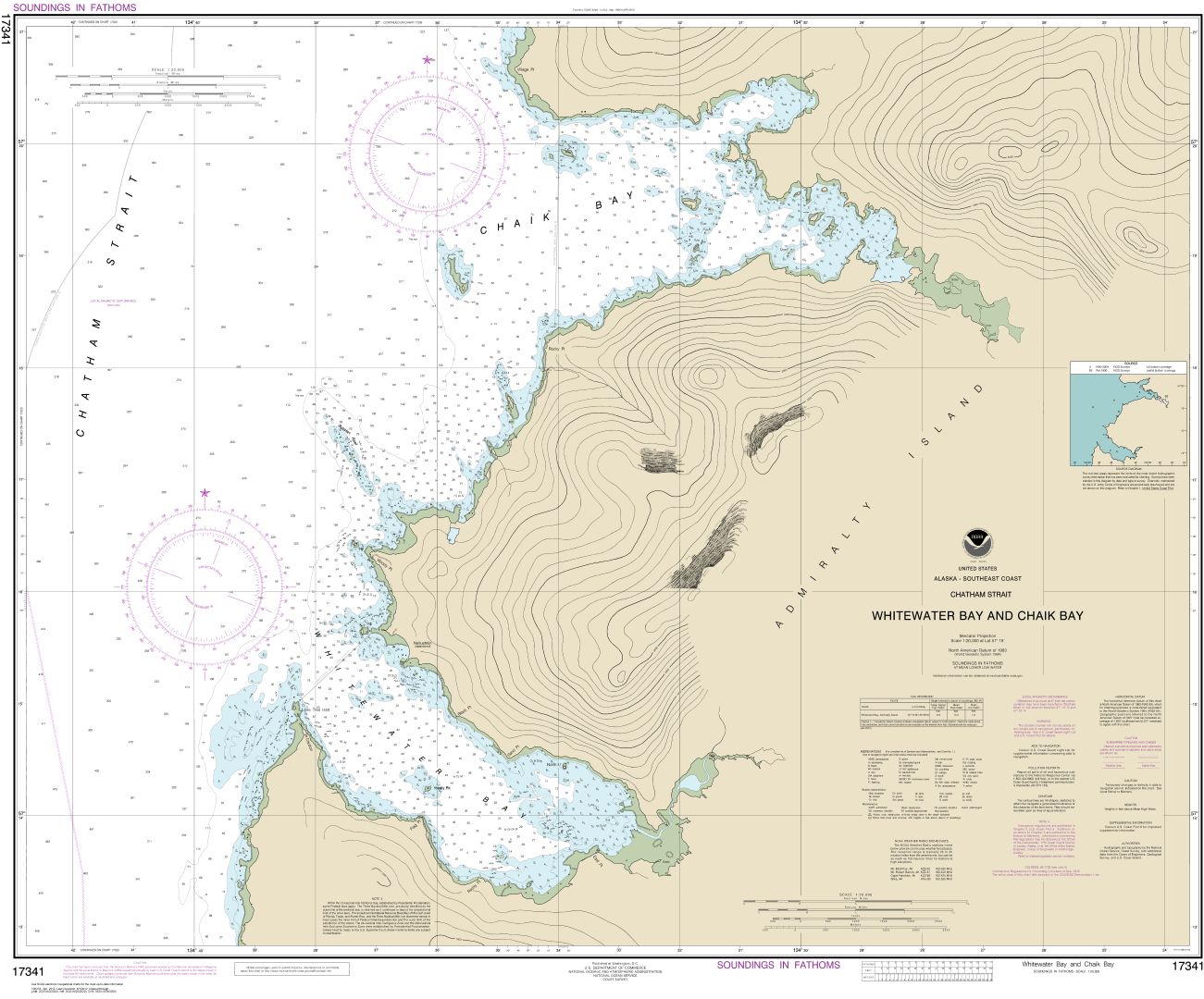 Whitewater Bay and Chaik Bay, Chatham Strait | NOAA Chart 17341