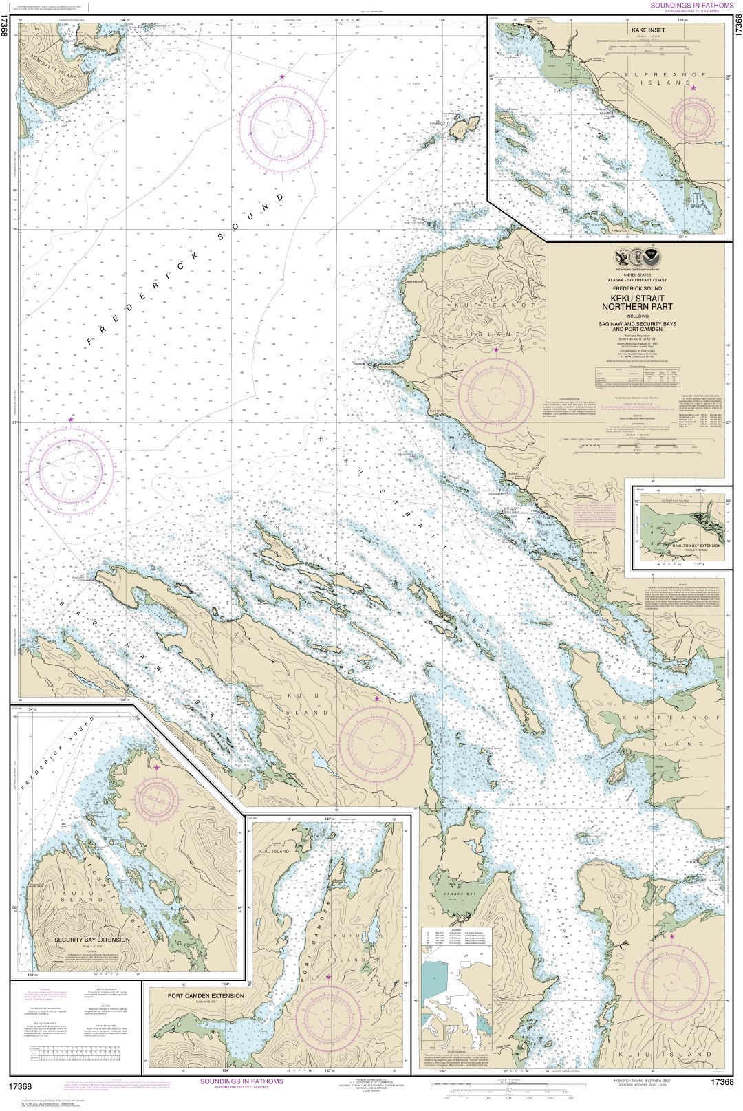 Keku Strait-northern part, including Saginaw and Security Bays and Port Camden;Kake Inset | NOAA Chart 17368