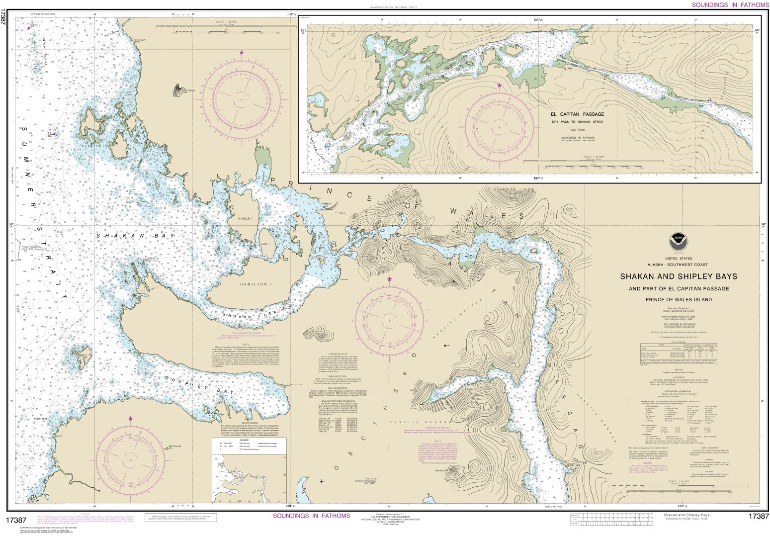 Shakan and Shipley Bays and Part of El Capitan Passage;El Capitan Pasage, Dry Pass to Shakan Strait | NOAA Chart 17387
