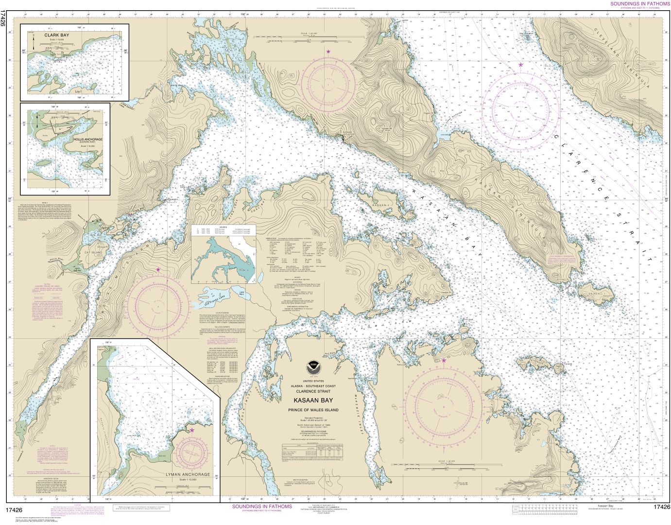 Kasaan Bay, Clarence Strait;Hollis Anchorage, eastern part;Lyman Anchorage | NOAA Chart 17426