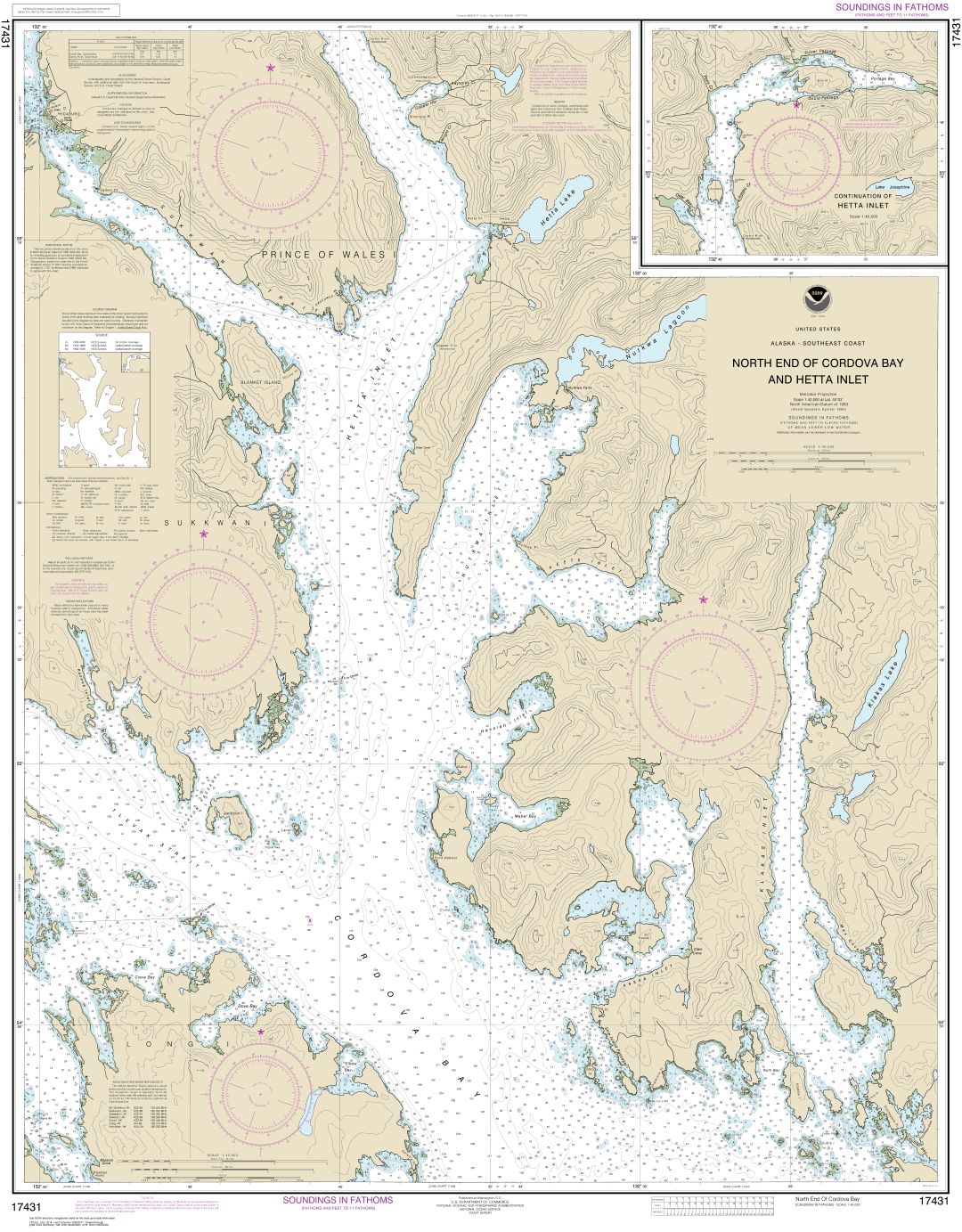 N. end of Cordova Bay and Hetta Inlet | NOAA Chart 17431