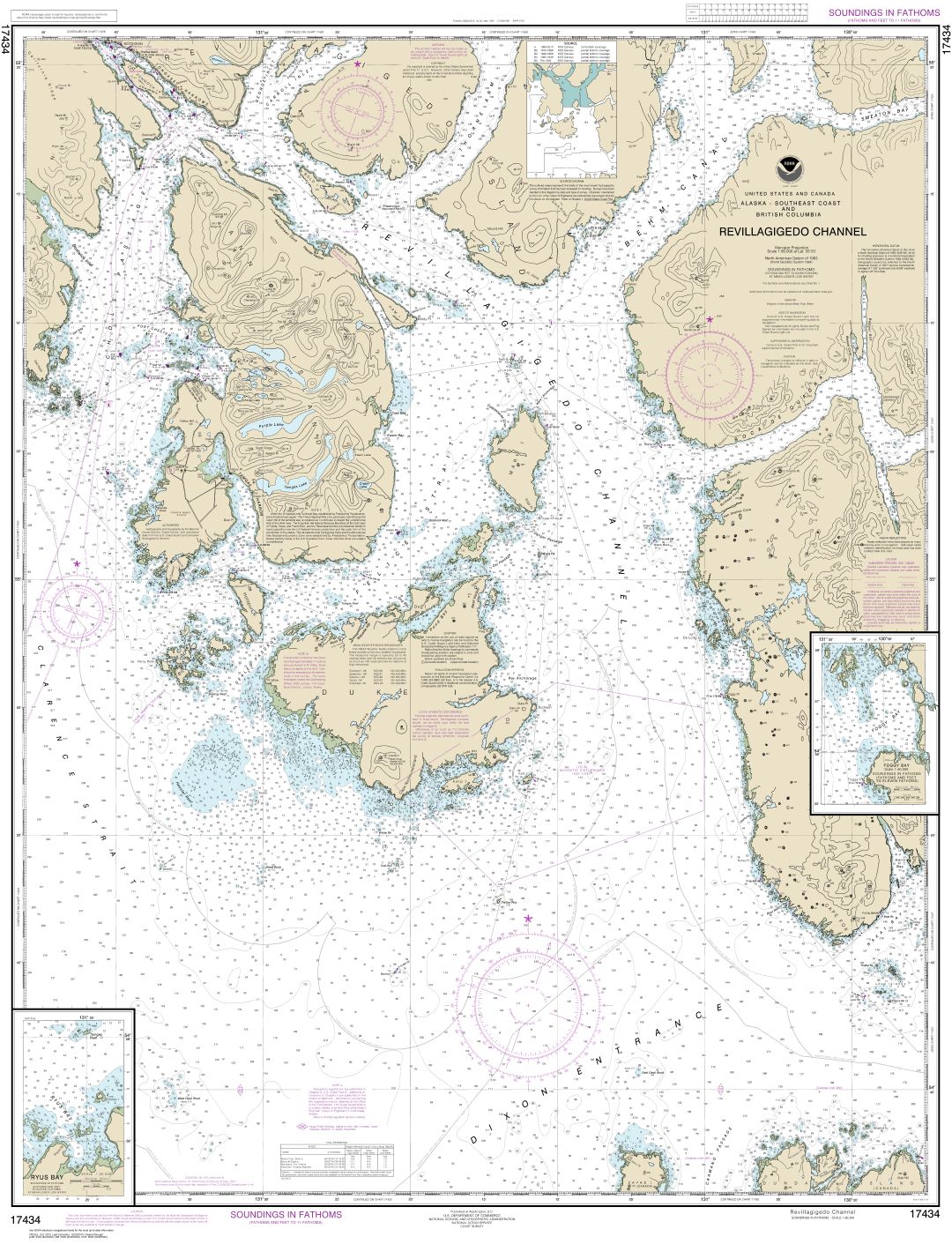 Revillagigedo Channel;Ryus Bay;Foggy Bay | NOAA Chart 17434