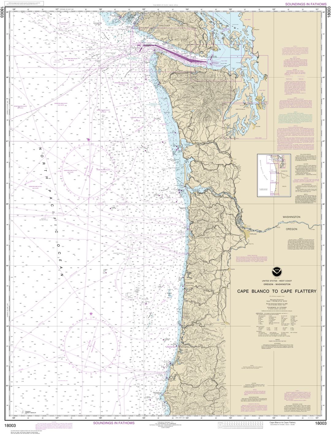 Cape Blanco to Cape Flattery | NOAA Chart 18003