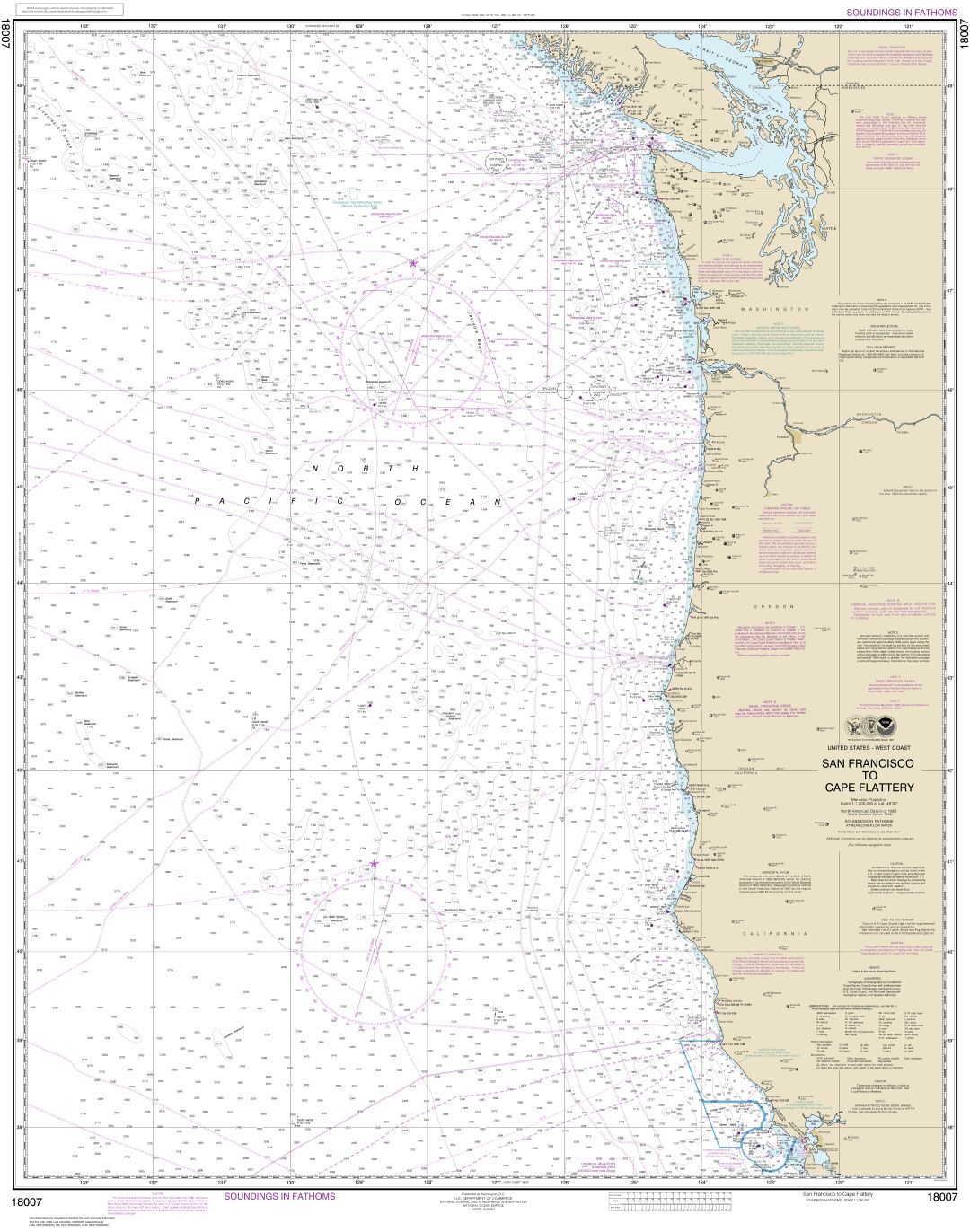 San Francisco to Cape Flattery | NOAA Chart 18007
