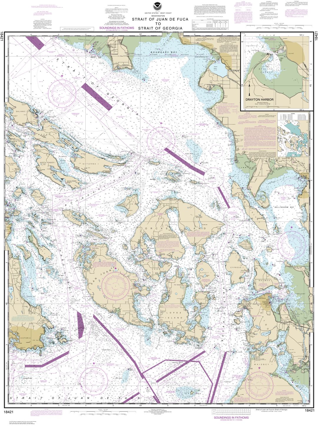 Strait of Juan de Fuca to Strait of Georgia;Drayton Harbor | Carte NOAA 18421
