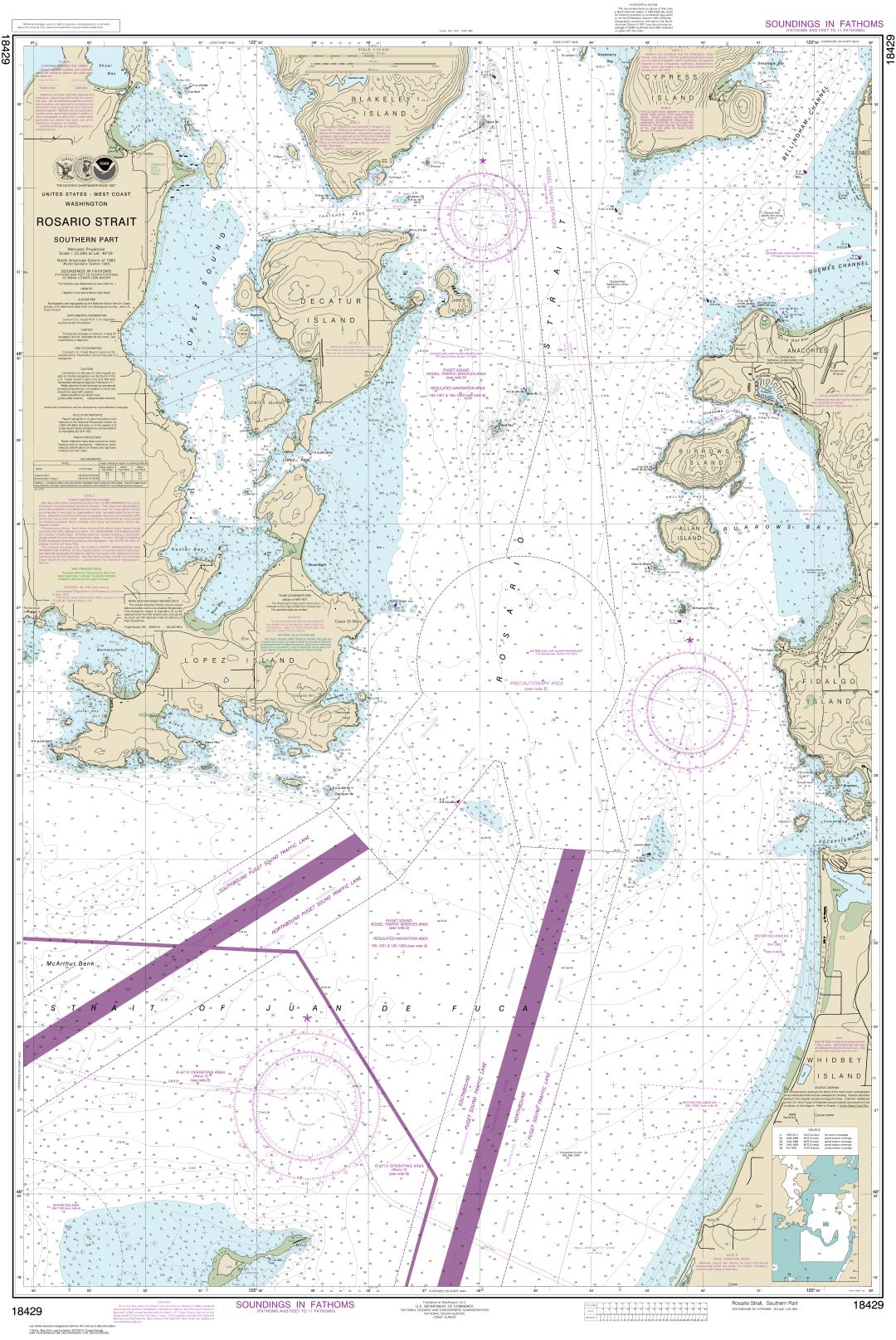 Rosario Strait-southern part | Carte NOAA 18429