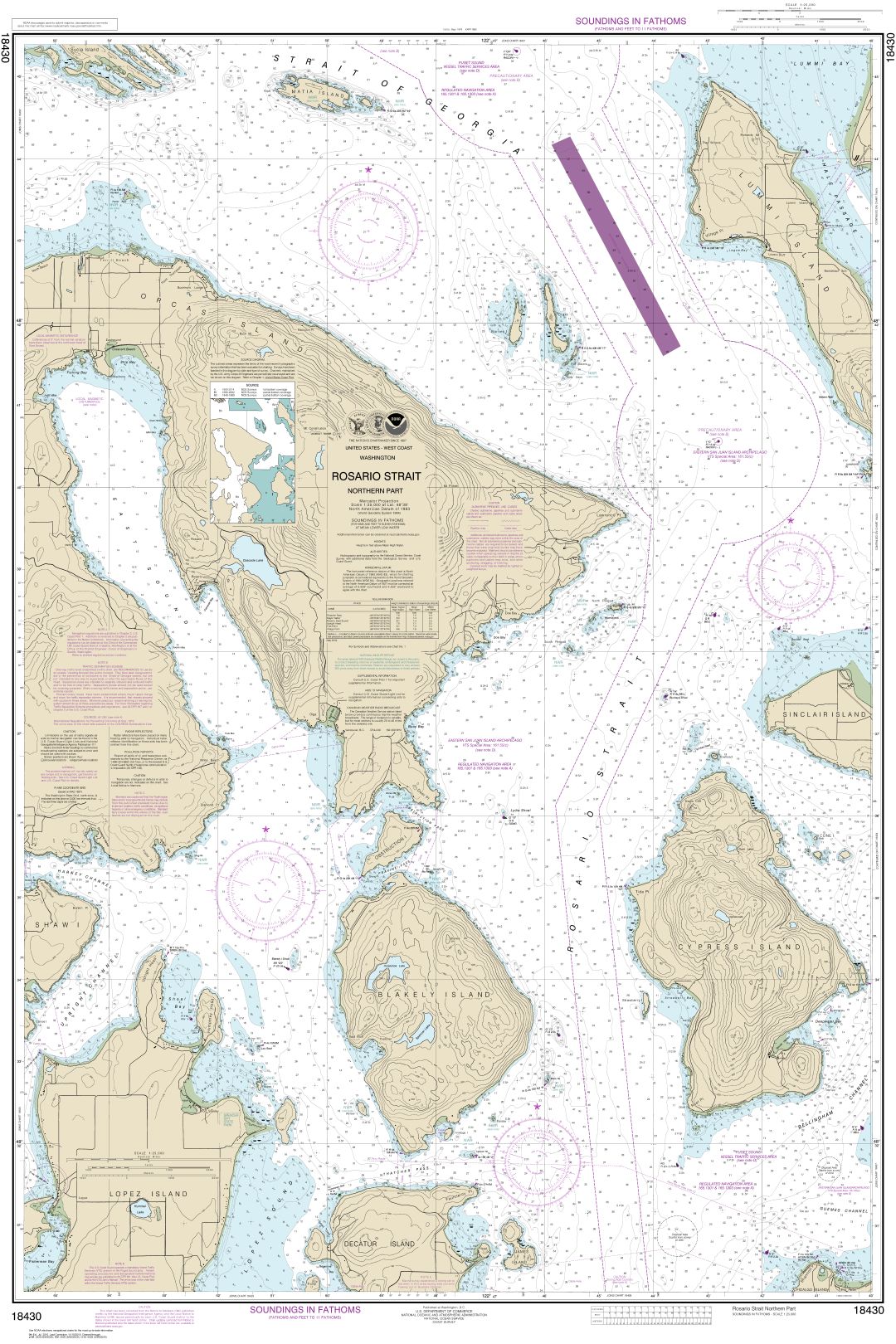 Rosario Strait-northern part | NOAA Chart 18430