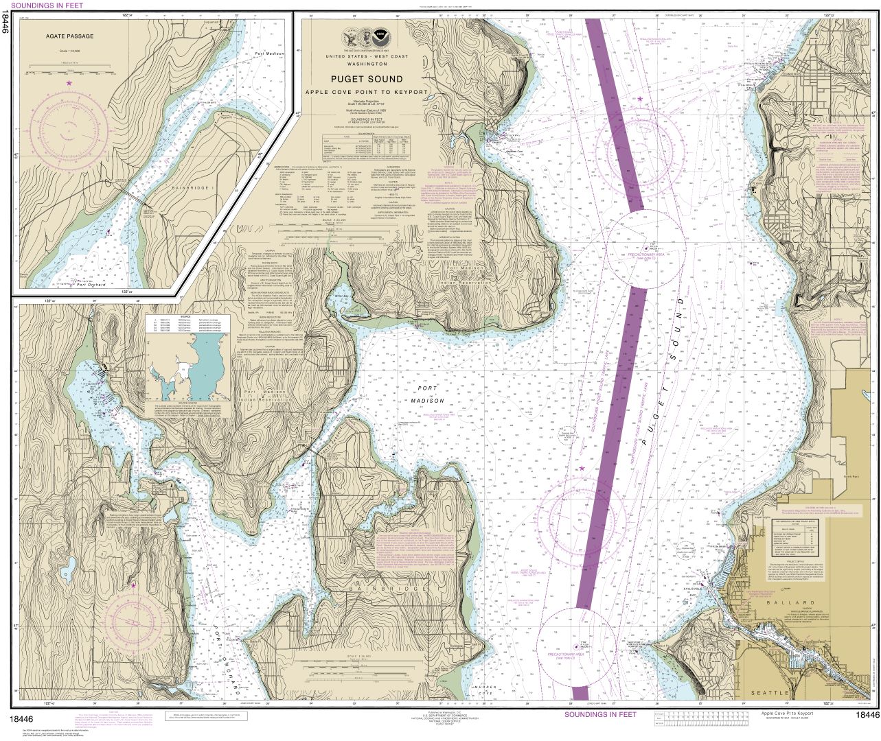 Puget Sound-Apple Cove Point to Keyport;Agate Passage | NOAA Chart 18446