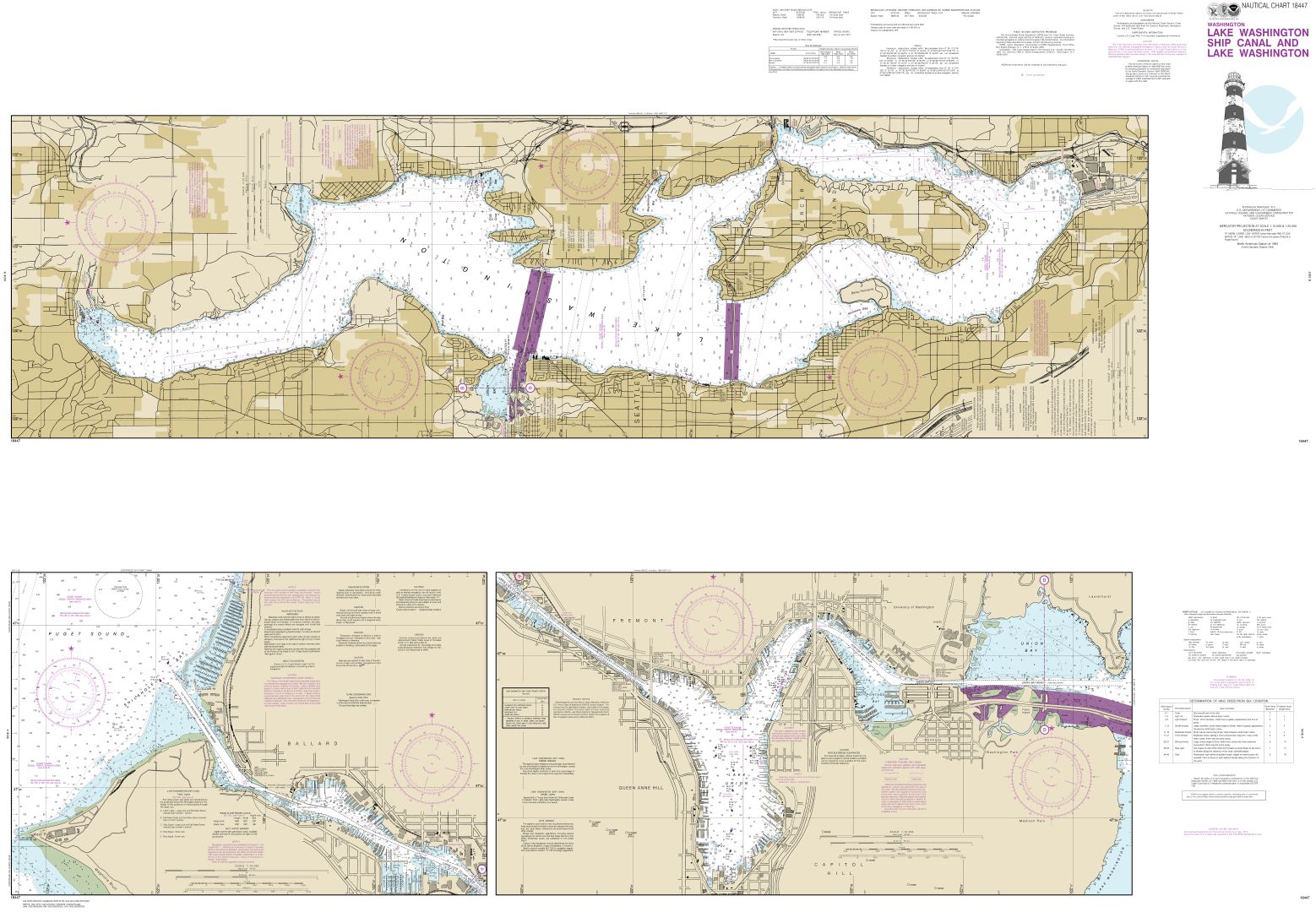 Lake Washington Ship Canal and Lake Washington | Carte NOAA 18447
