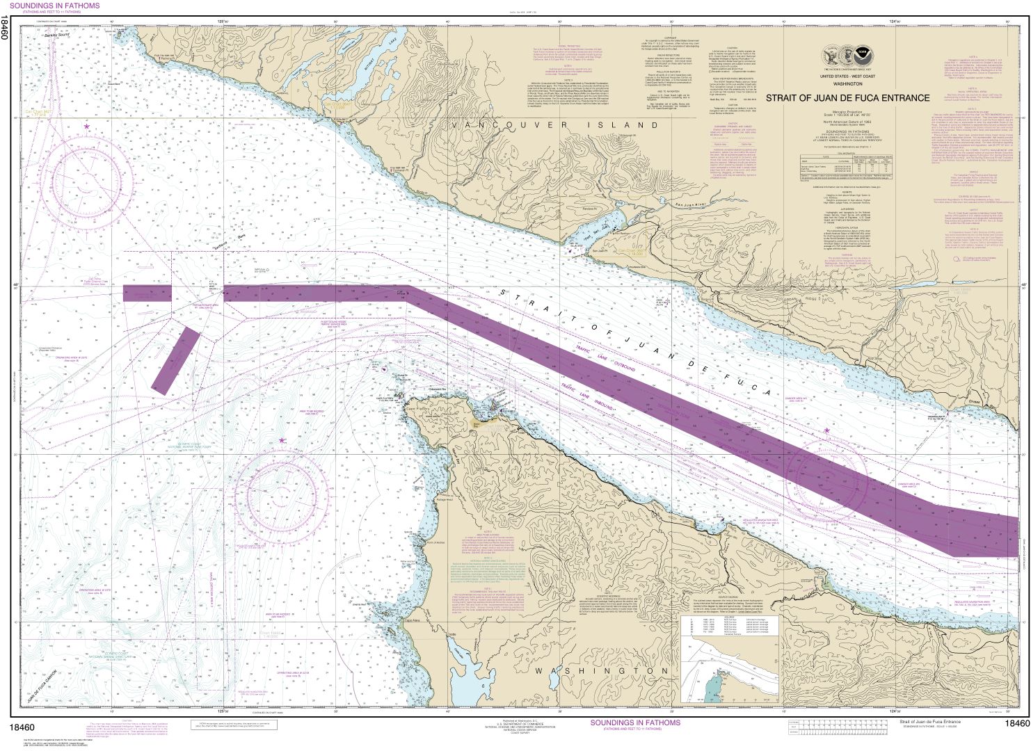 Strait of Juan de Fuca Entrance | Carte NOAA 18460