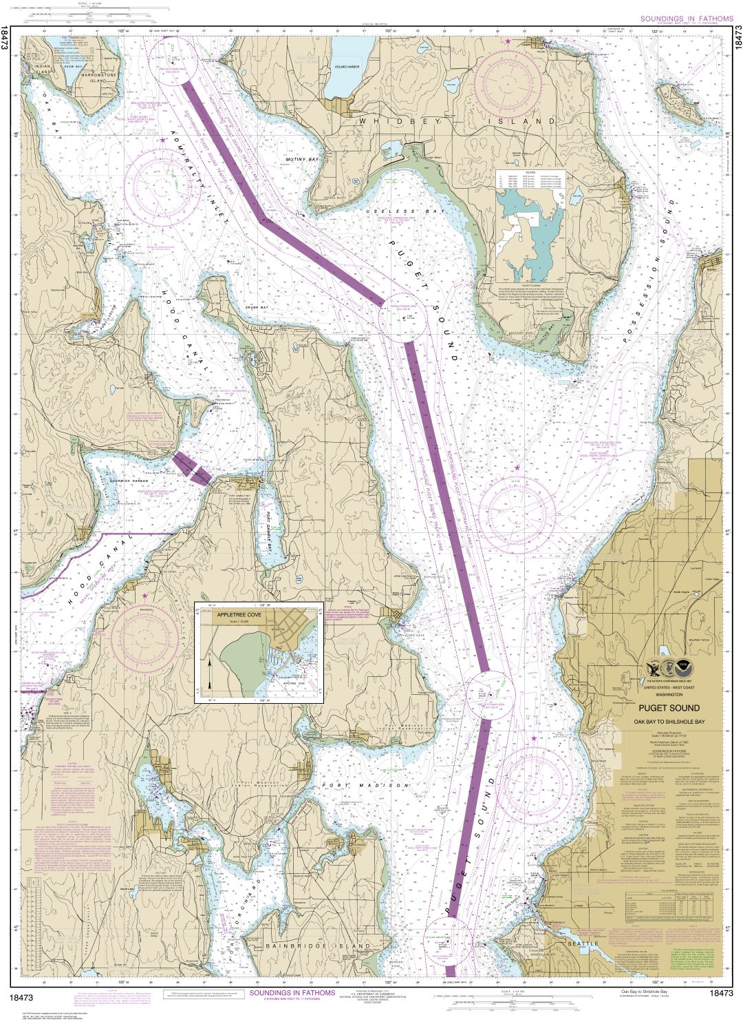 Puget Sound-Oak Bay to Shilshole Bay | NOAA Chart 18473
