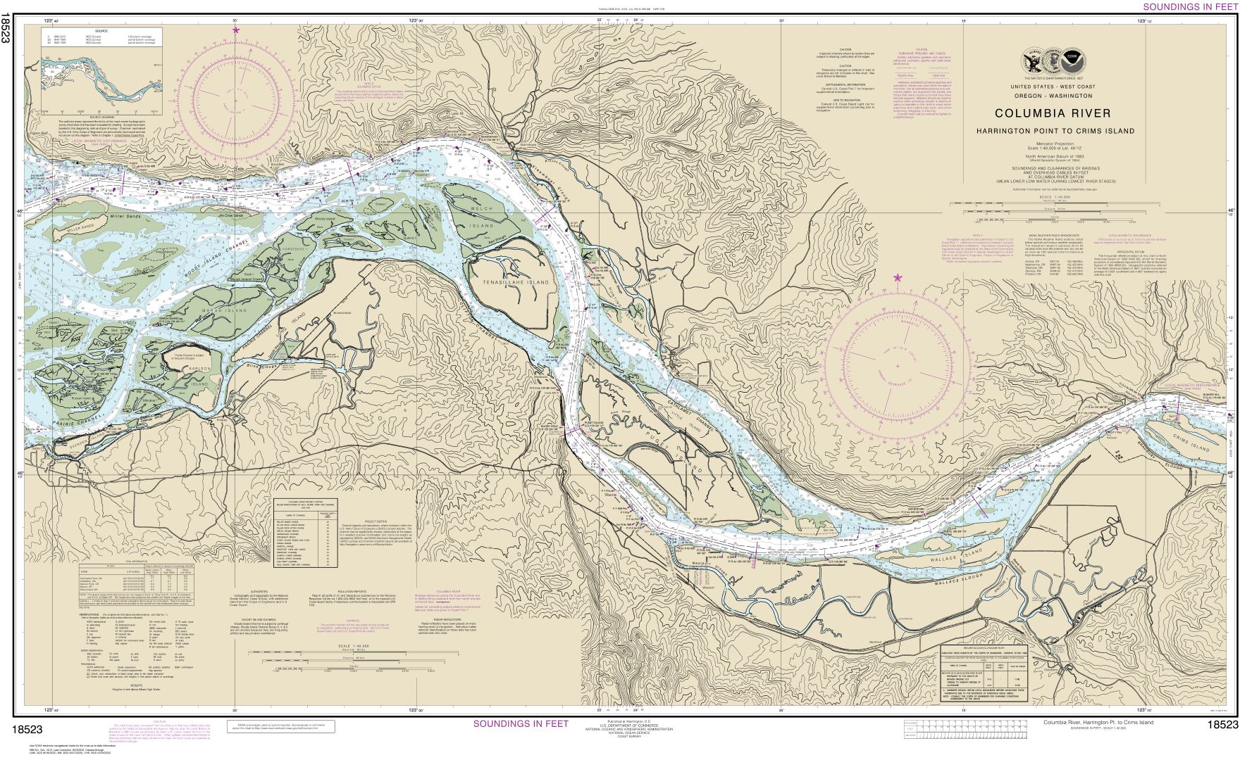 Columbia River Harrington Point to Crims Island | NOAA Chart 18523