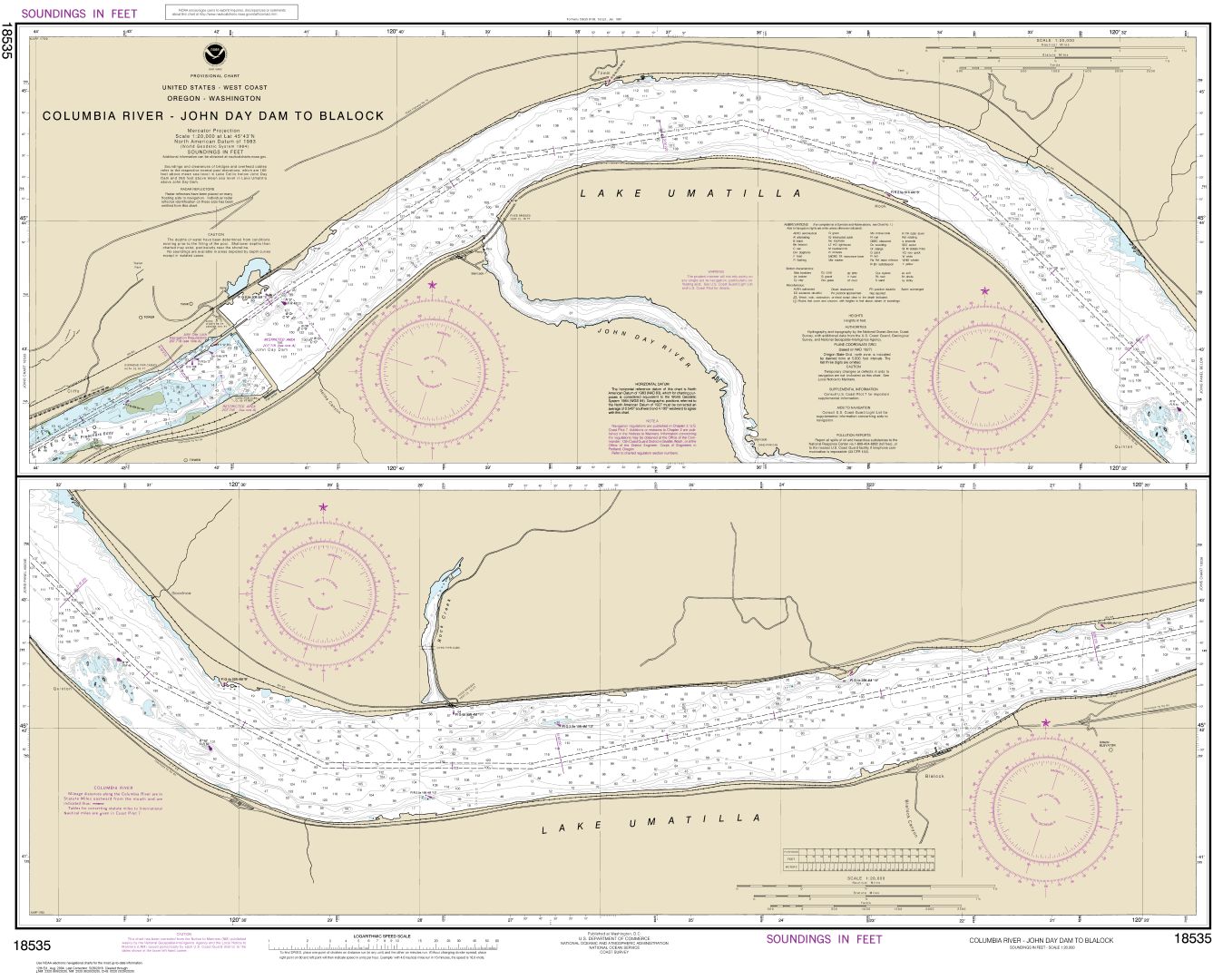 Columbia River John Day Dam to Blalock | NOAA Chart 18535