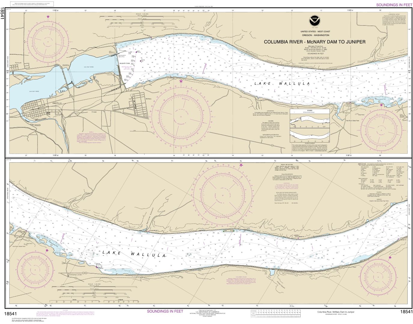 Columbia River-McNary Dam to Juniper | NOAA Chart 18541