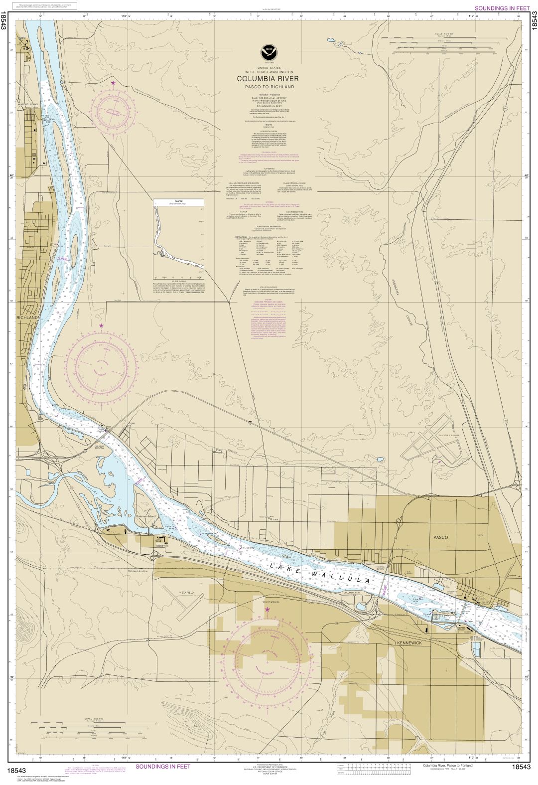 Columbia River Pasco to Richland | NOAA Chart 18543