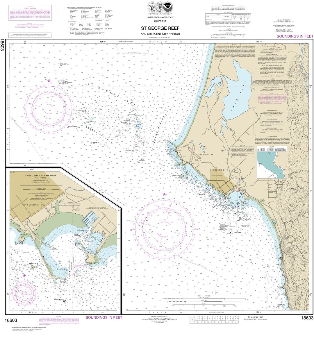 St. George Reef and Crescent City Harbor;Crescent City Harbor | NOAA Chart 18603