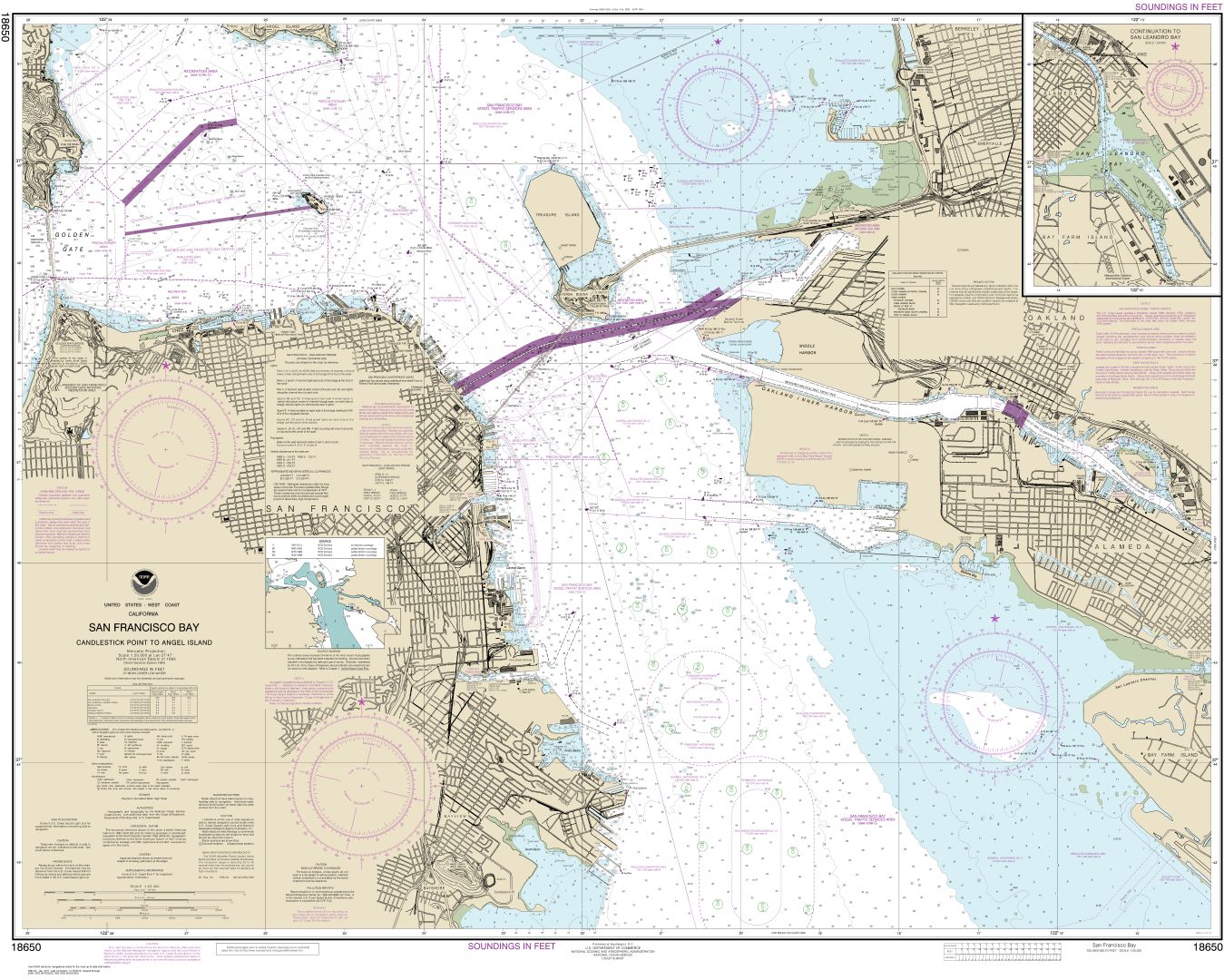 San Francisco Bay Candlestick Point to Angel Island | NOAA Chart 18650
