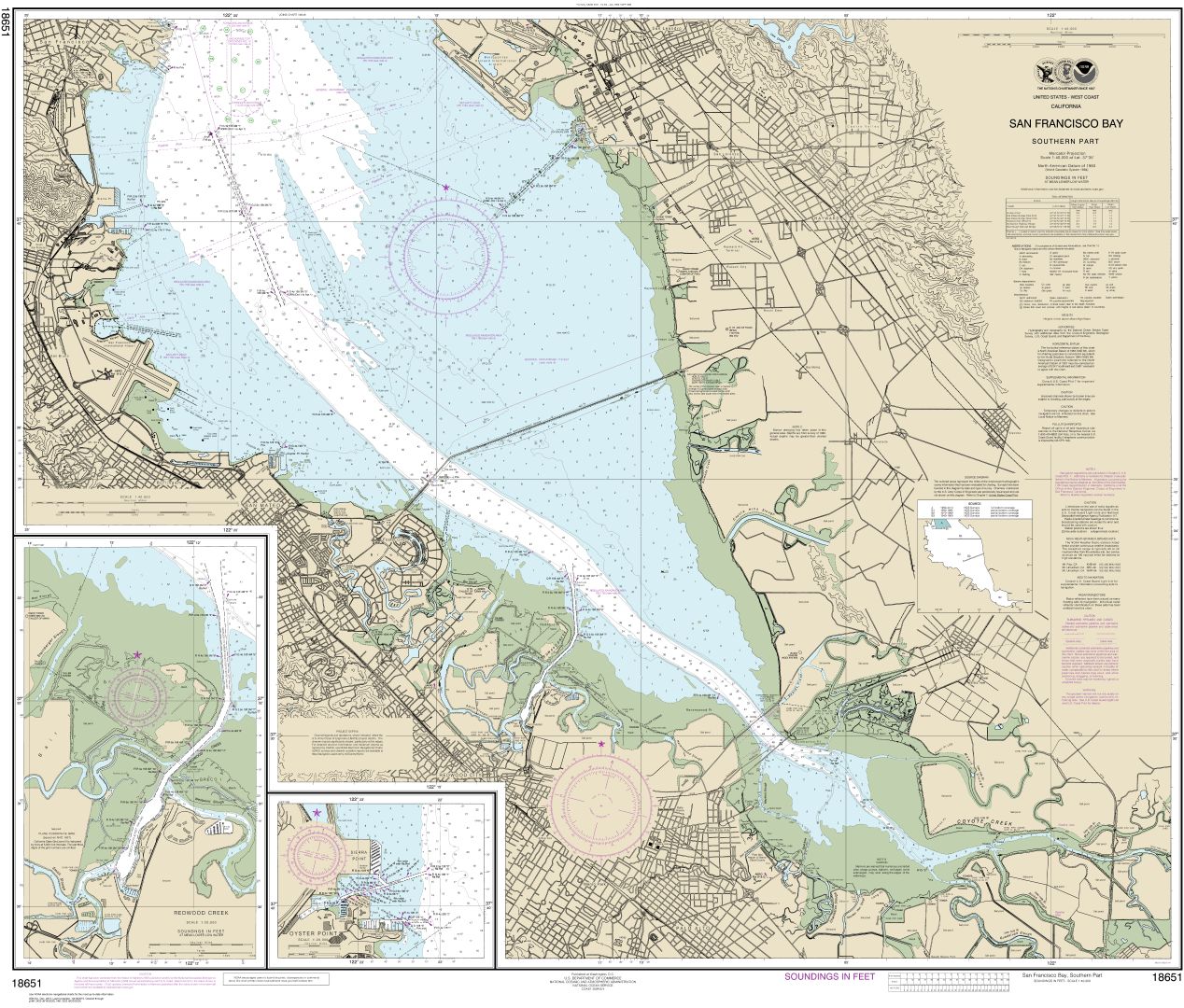 San Francisco Bay-southern part;Redwood Creek.;Oyster Point | NOAA Chart 18651