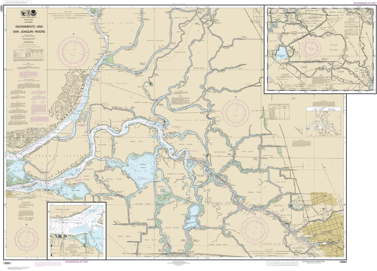 Sacramento and San Joaquin Rivers Old River, Middle River and San Joaquin River extension;Sherman Island | NOAA Chart 18661