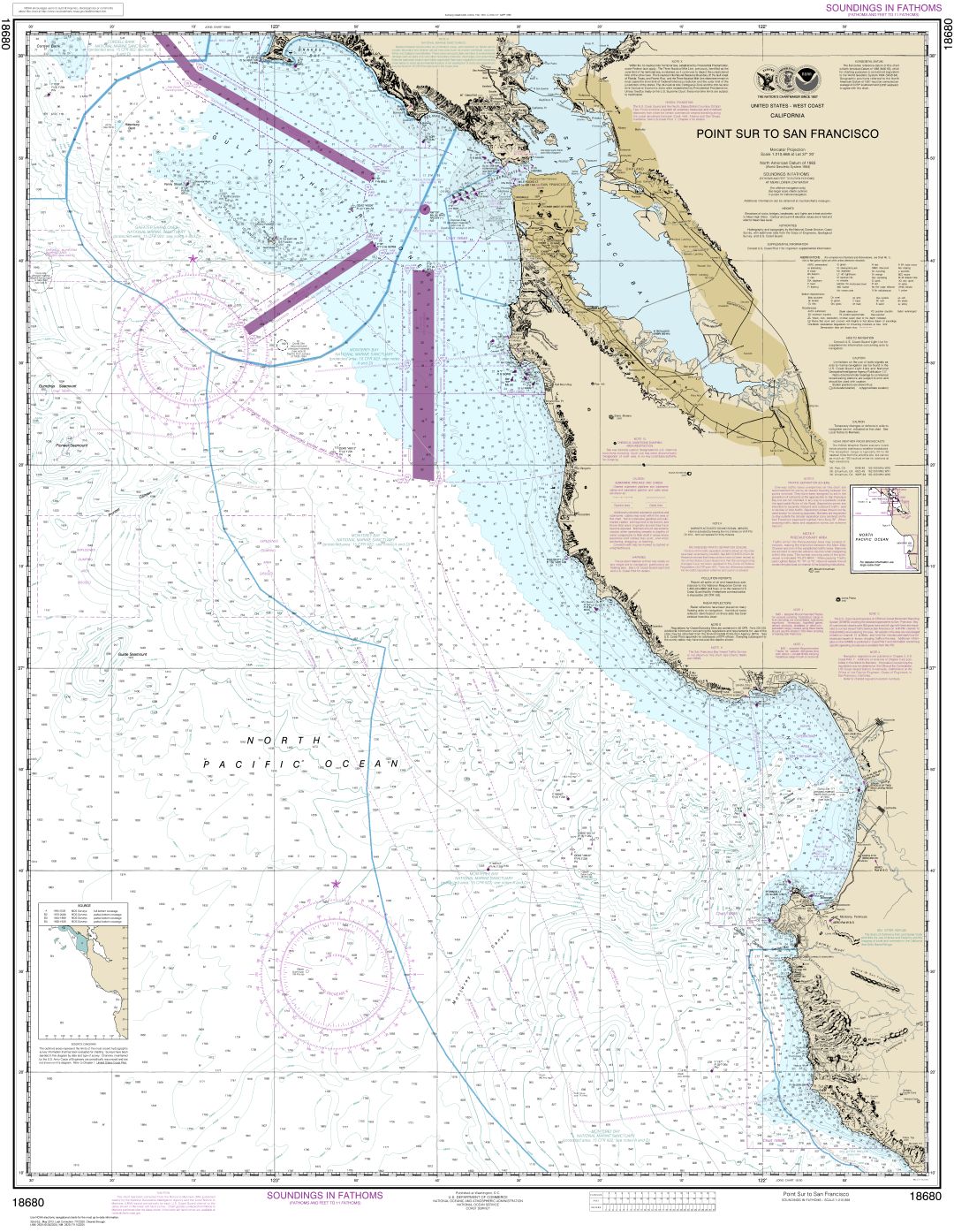 Point Sur to San Francisco | NOAA Chart 18680