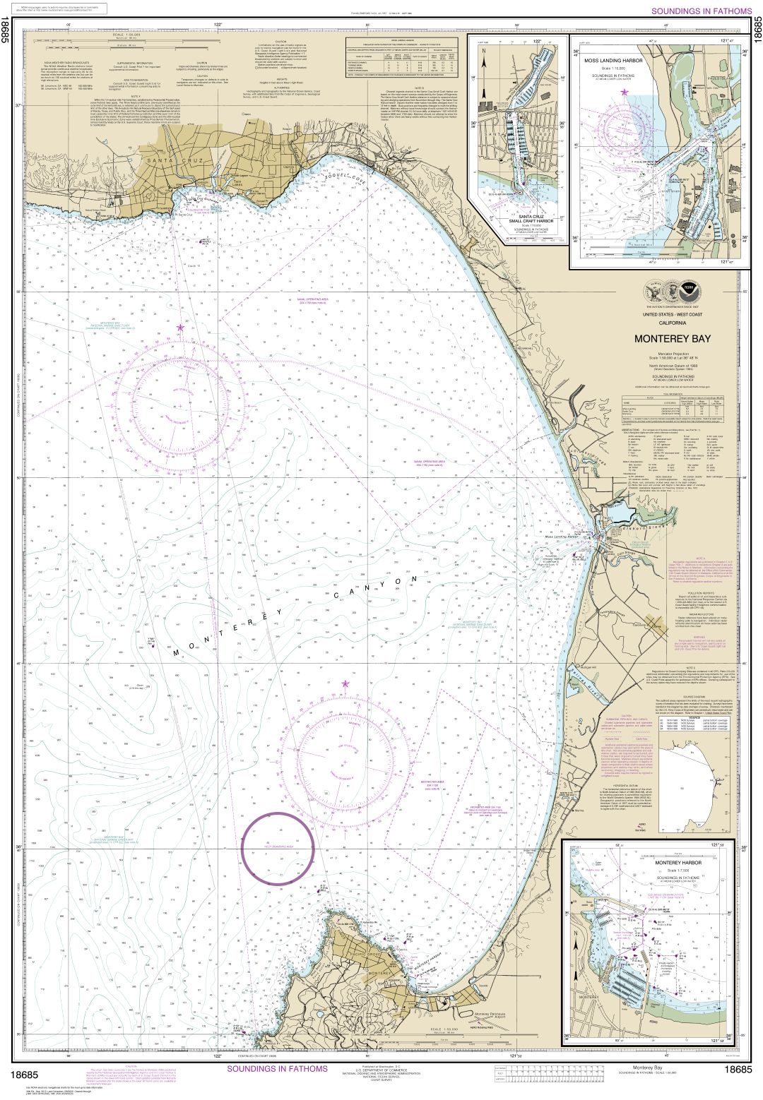 Monterey Bay;Monterey Harbor;Moss Landing Harbor;Santa Cruz Small Craft Harbor | NOAA Chart 18685