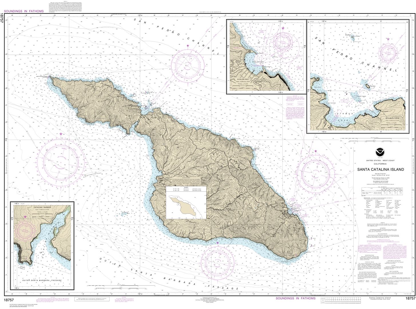 Santa Catalina Island;Avalon Bay;Catalina Harbor;Isthmus Cove | NOAA Chart 18757