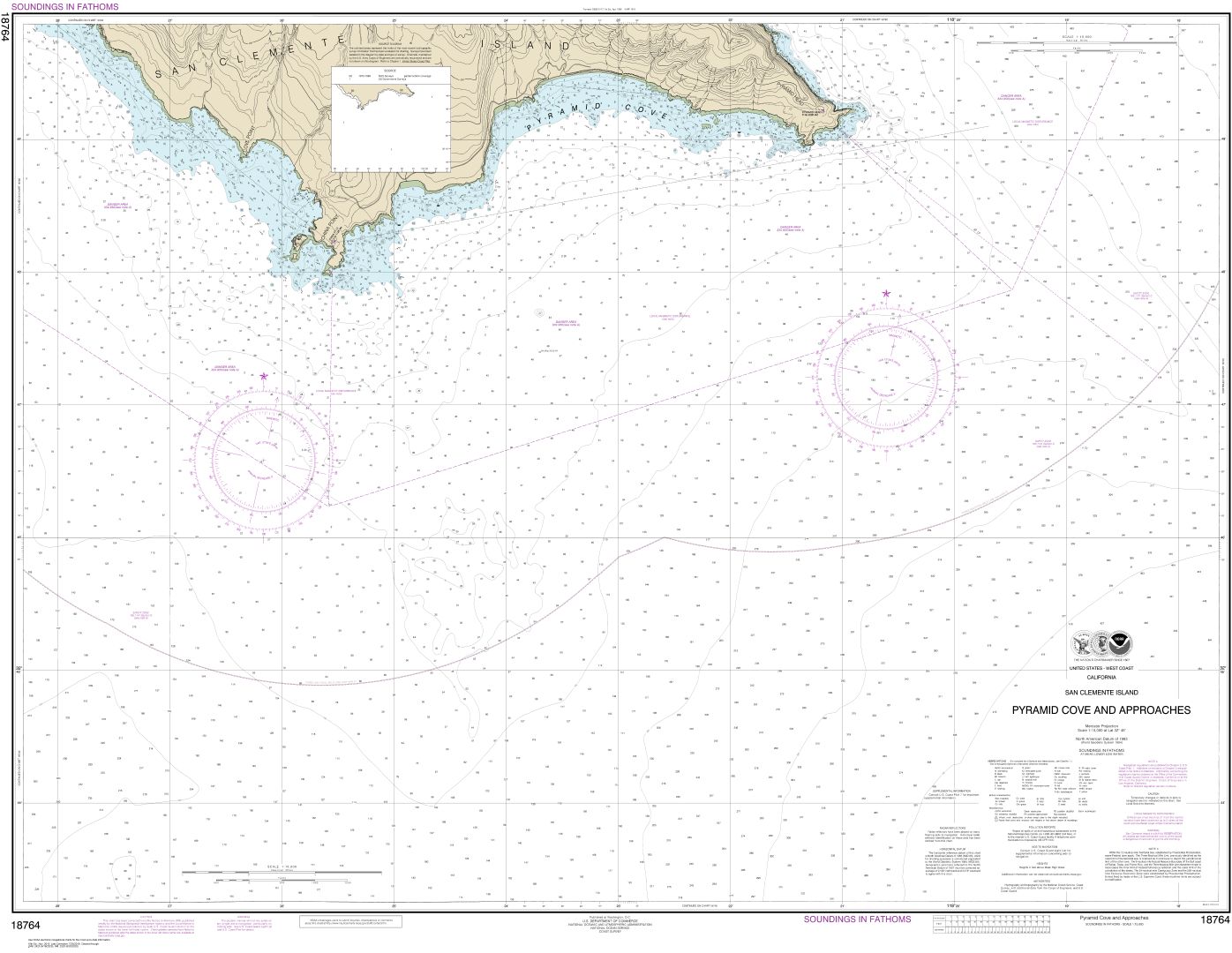 San Clemente Island Pyramid Cove and approaches | Carte NOAA 18764
