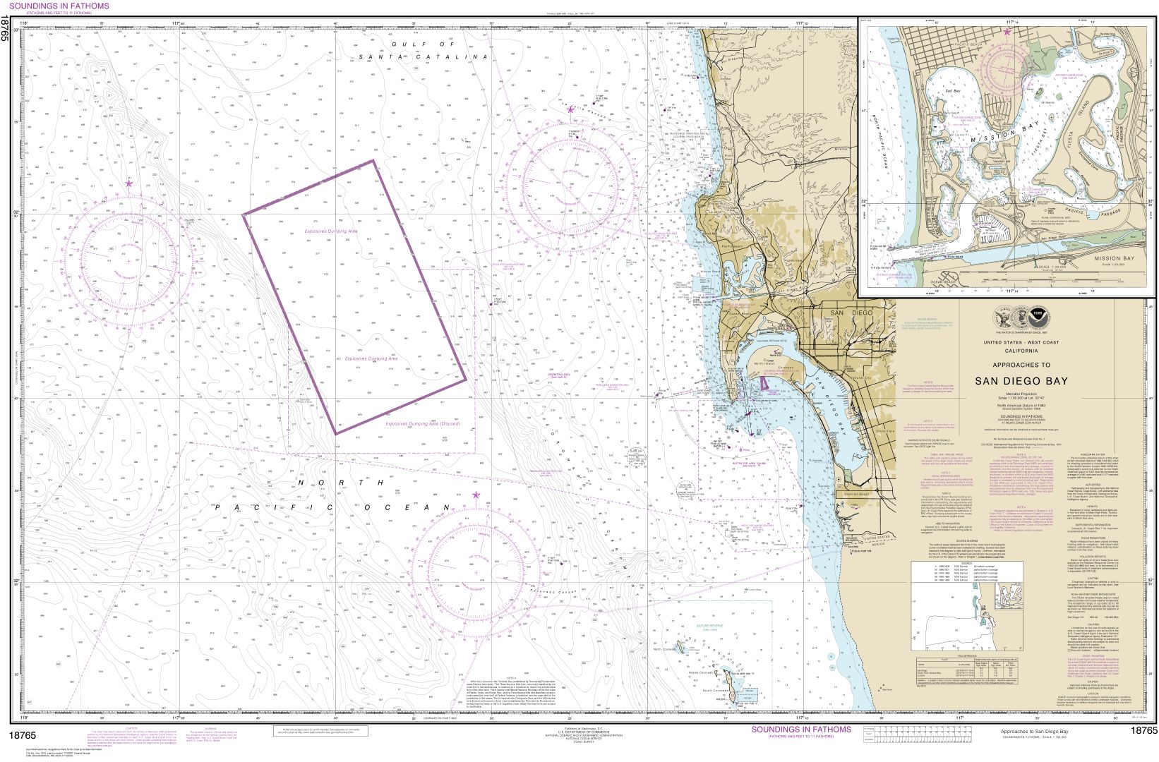 Approaches to San Diego Bay;Mission Bay | NOAA Chart 18765