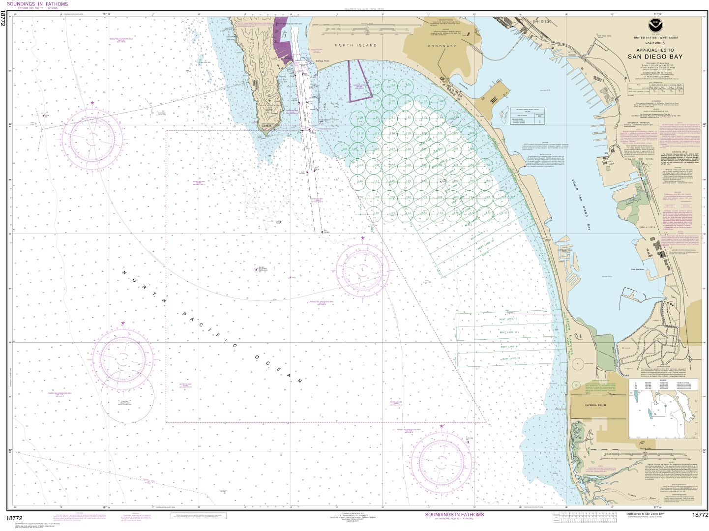 Approaches to San Diego Bay | Carte NOAA 18772
