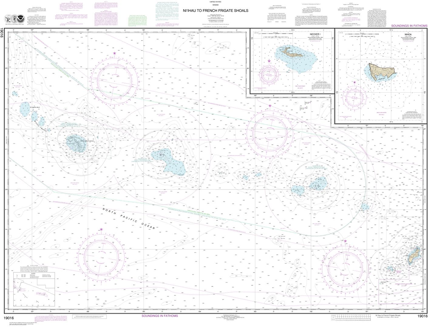 Ni‘ihau to French Frigate Shoals;Necker Island;Nihoa | NOAA Chart 19016