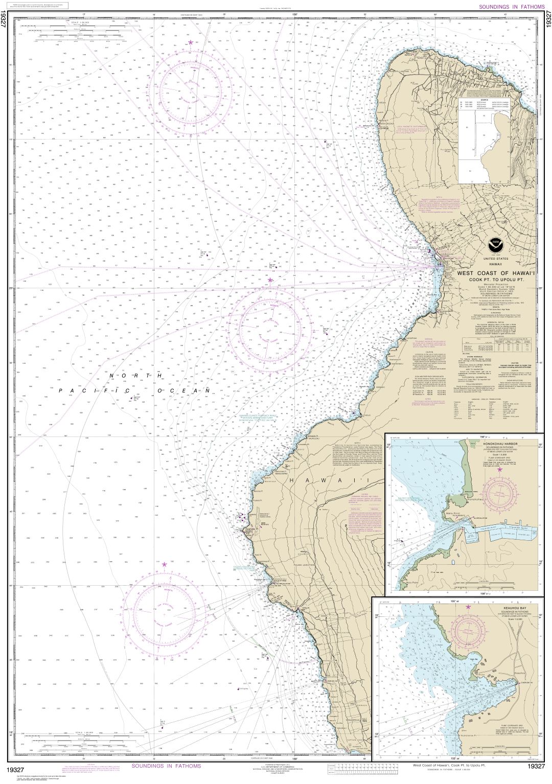West Coast of Hawai‘i Cook Point to Upolu Point;Keauhou Bay;Honokohau Harbor | Carte NOAA 19327