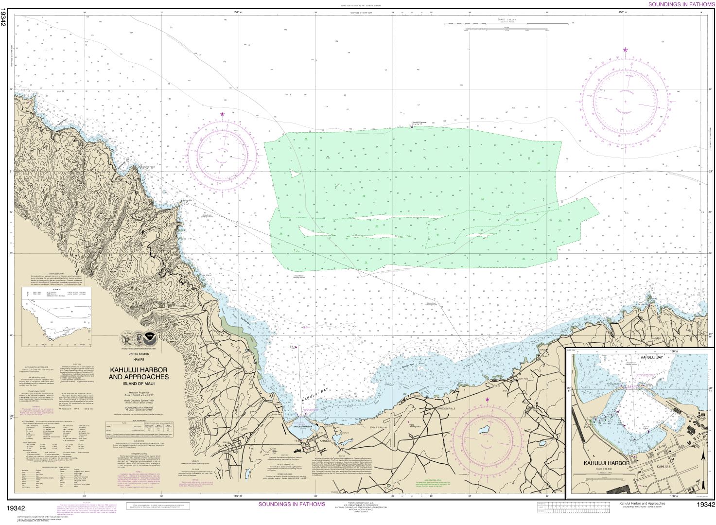 Kahului Harbor and approaches;Kahului Harbor | NOAA Chart 19342