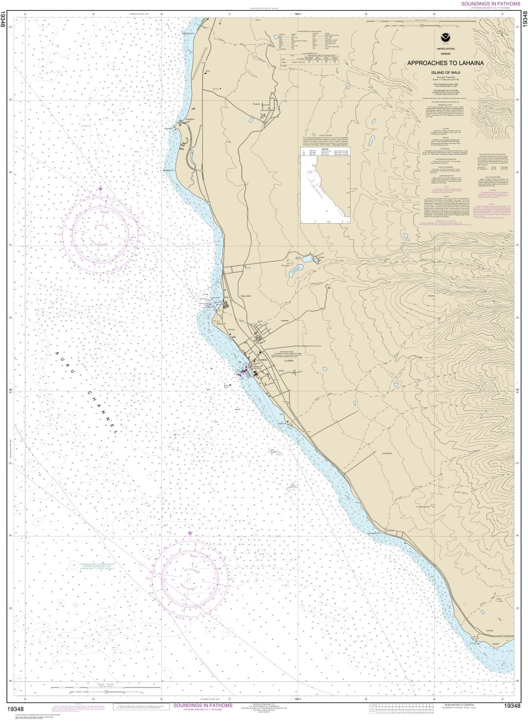 Approaches to Lahaina, Island of Maui | Carte NOAA 19348