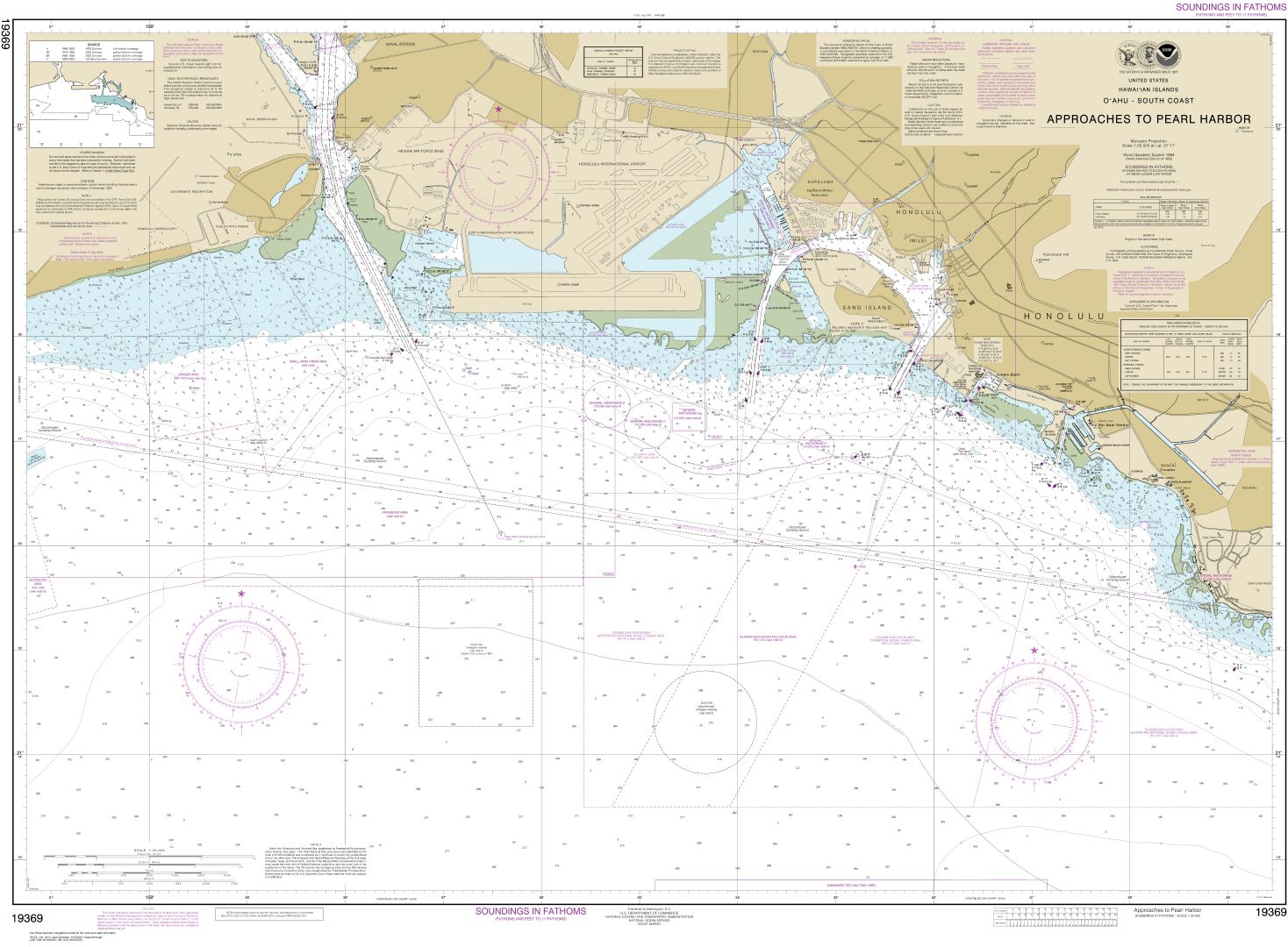 O‘ahu South Coast Approaches to Pearl Harbor | NOAA Chart 19369