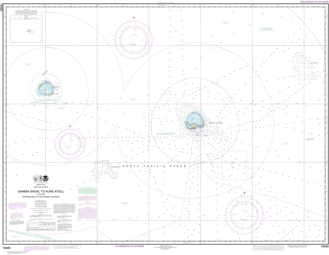 Gambia Shoal to Kure Atoll including approaches to the Midway Islands | NOAA Chart 19480