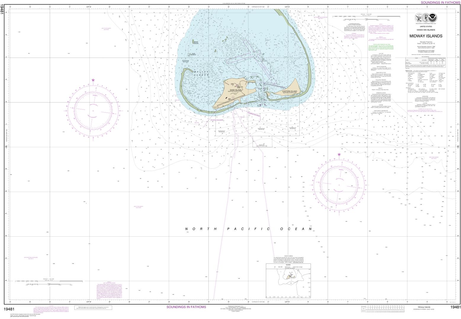 Hawai‘ian Islands Midway Islands | NOAA Chart 19481