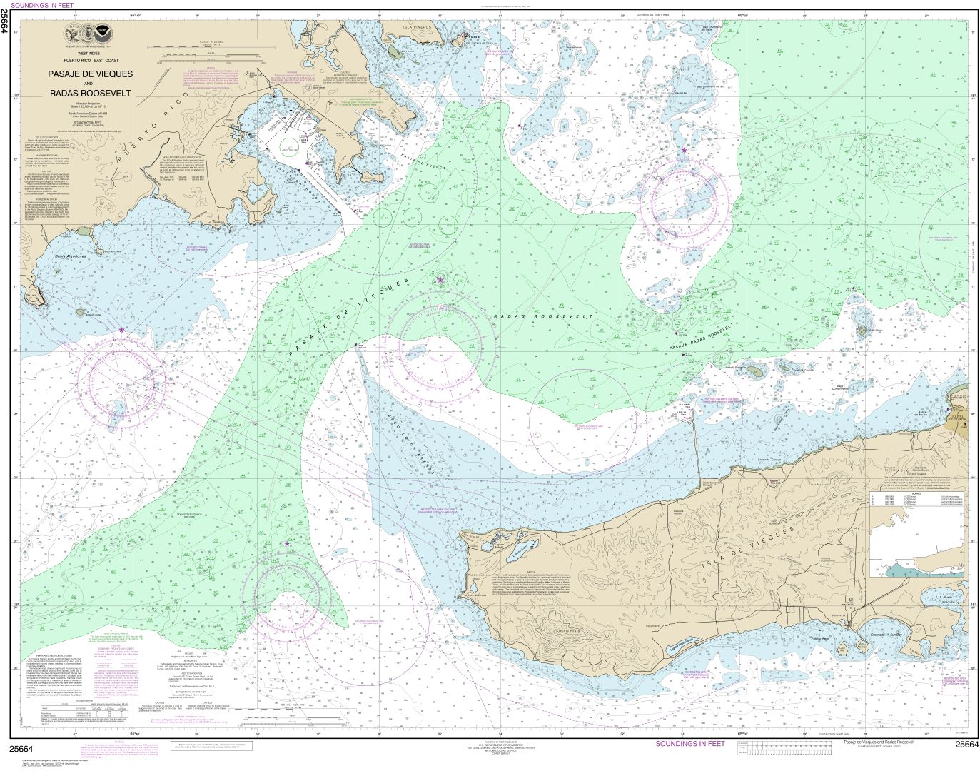 Pasaje de Vieques and Radas Roosevelt | Carte NOAA 25664