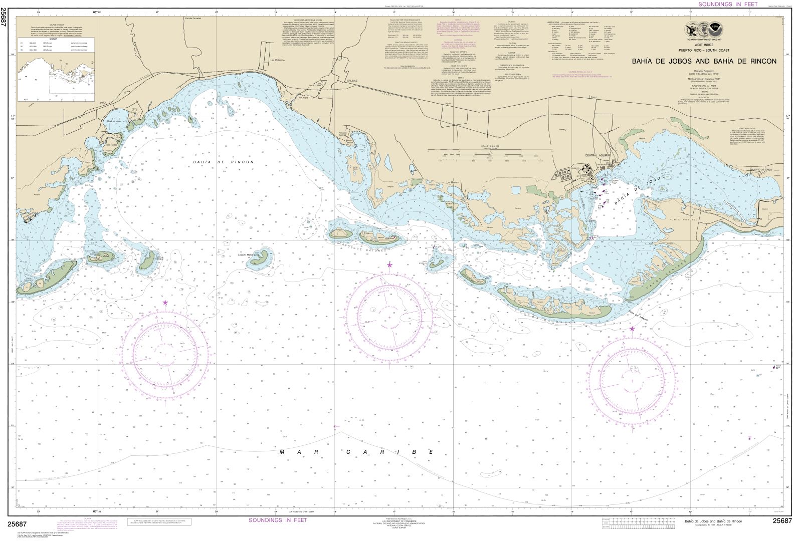 Bahia de Jobos and Bahia de Rincon | NOAA Chart 25687