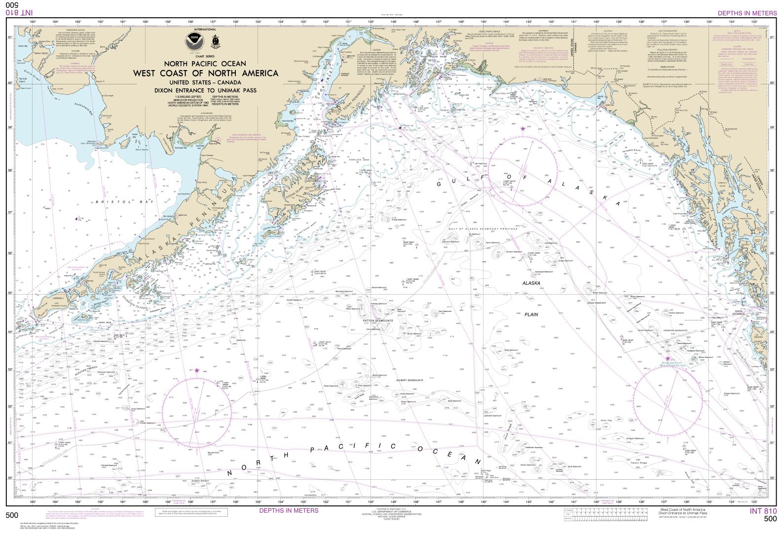 West Coast Of North America   Dixon Ent To Unimak Pass | NOAA Chart 500