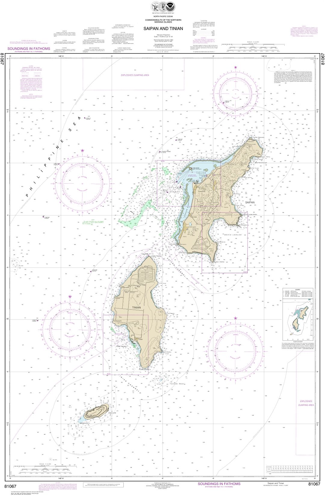 Commonwealth of the Northern Mariana Islands Saipan and Tinian | Carte NOAA 81067