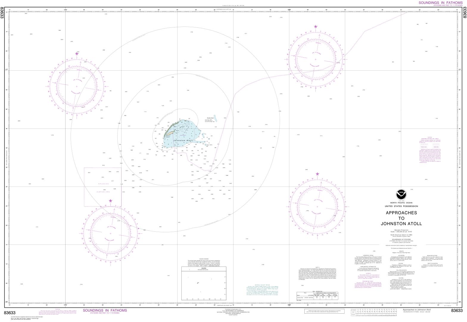 United States Possession Approaches to Johnston Atoll | NOAA Chart 83633