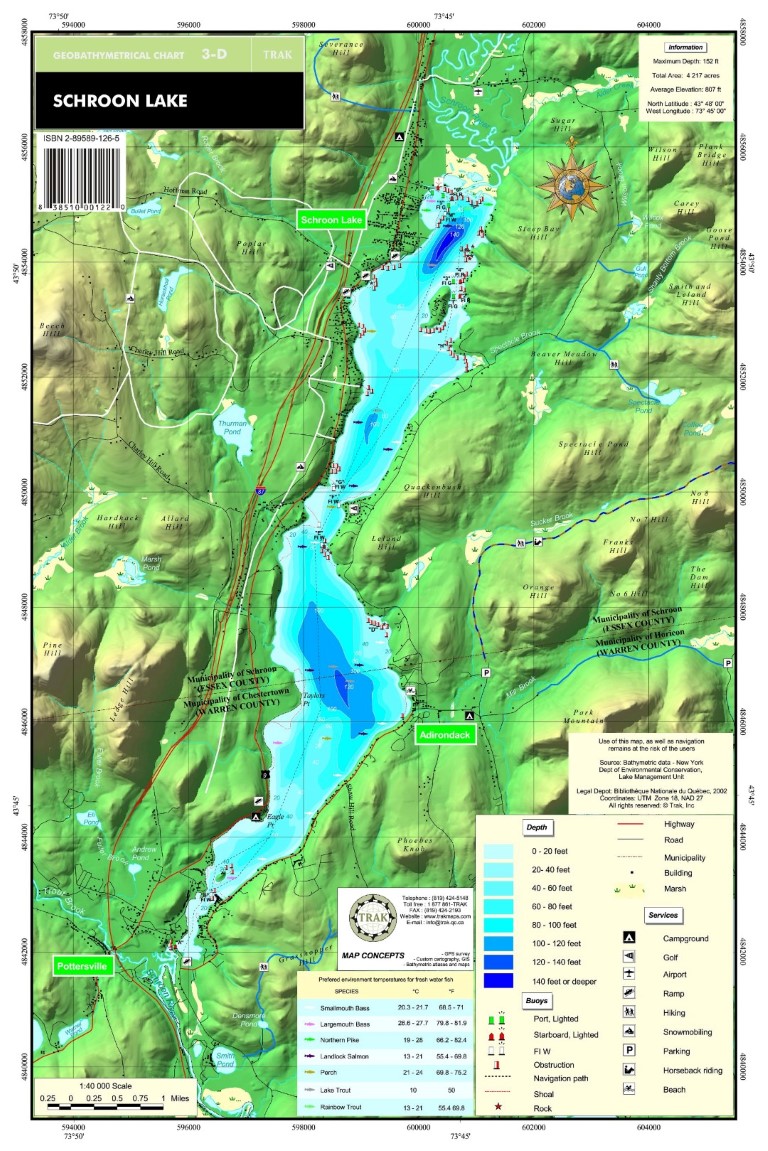 Lac Schroon et la région du Adirondack