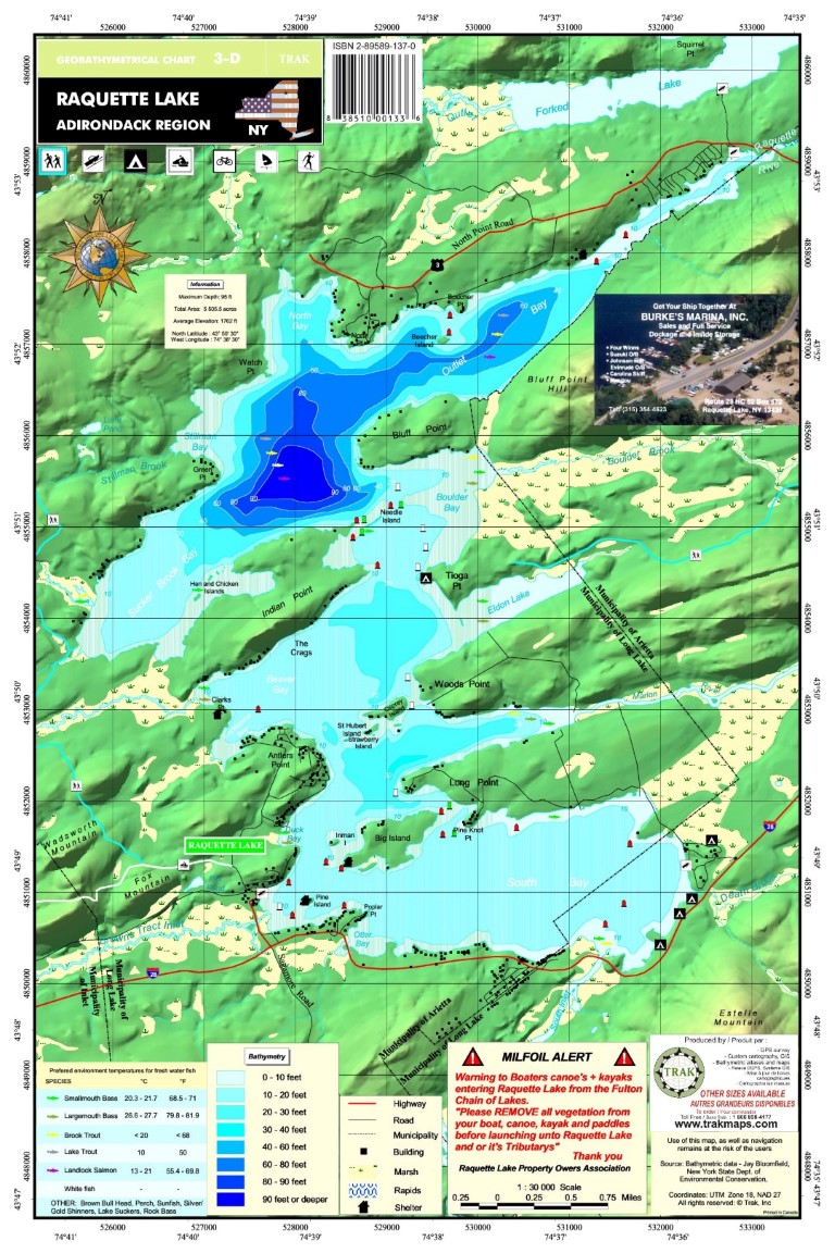 Lac Raquette, région du Adirondack