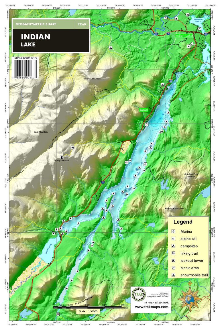 Lac Indian et la région du Adirondack